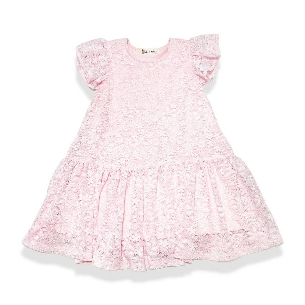 NEW DOE A DEAR kid's dropwaist lace dress in pink